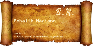 Behalik Mariann névjegykártya